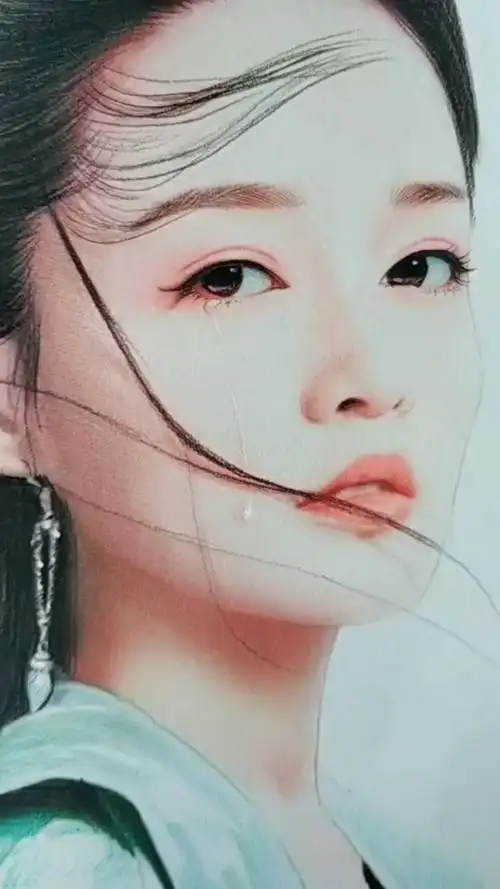 手绘彩铅  李沁,这么仙气的人儿