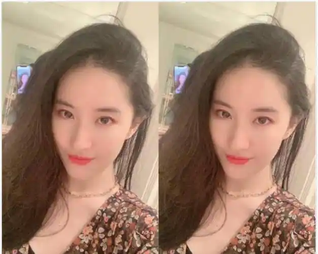 原创33岁刘亦菲近照穿碎花裙发量浓密谁注意镜子里的画面太真实了