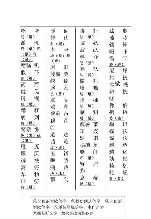 全网最全二简字表