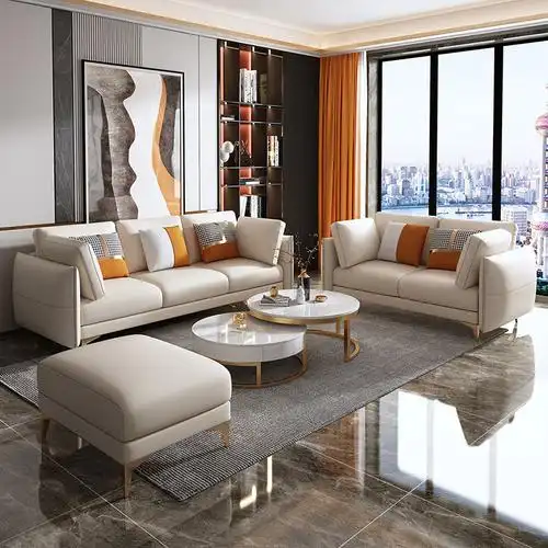 a家家具 轻奢真皮沙发现代简约客厅1 2 3组合头层牛皮小户型设计师