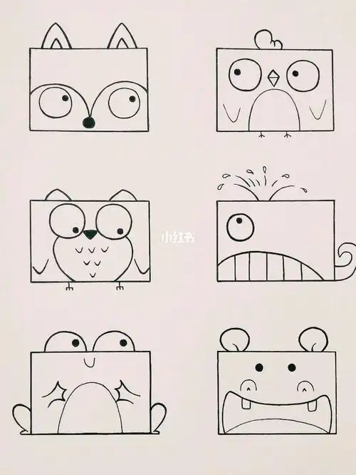 用长方形画动物简笔画