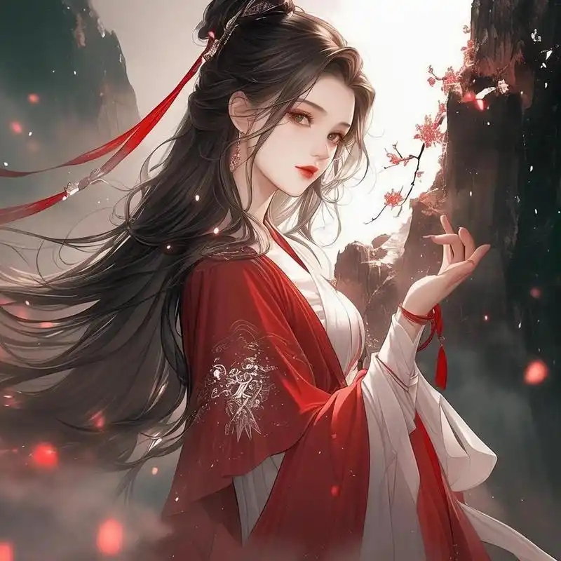 ai绘画|古风红衣美女 关键词分析⬇️ 人物描述:古风女, 行为描述