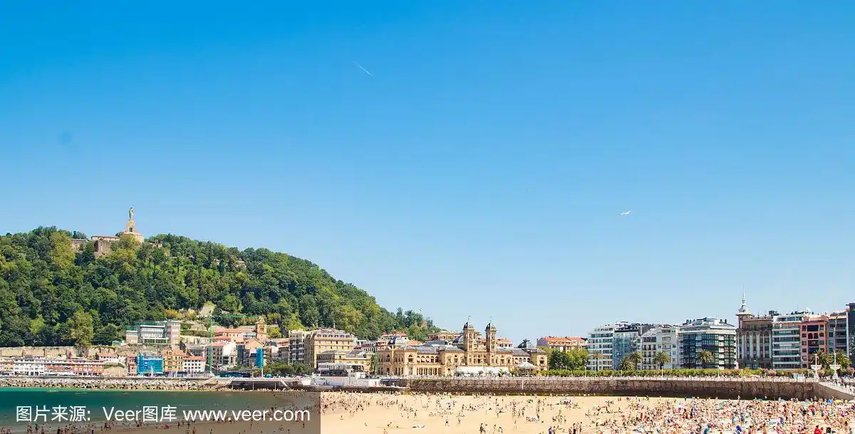 西班牙吉普斯科亚圣塞巴斯蒂安的贝壳海滩