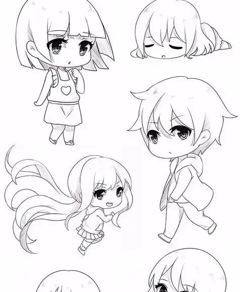 手绘人物头像教程人物线稿黑白动漫素材手绘插画绘画人物黑白动漫素材