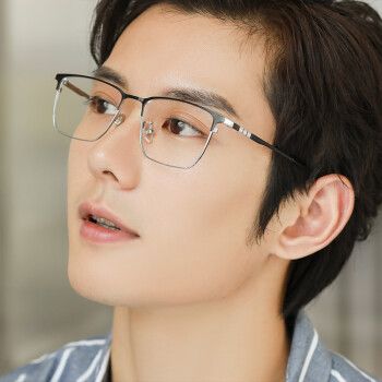 金边金丝眼镜框男近视 大脸潮个性文艺复古方框纯钛架眼睛可配无镜片