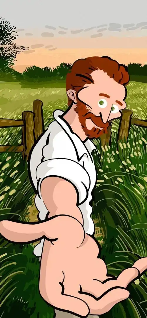 胡子大叔伸出的手插画抖音热门手机壁纸