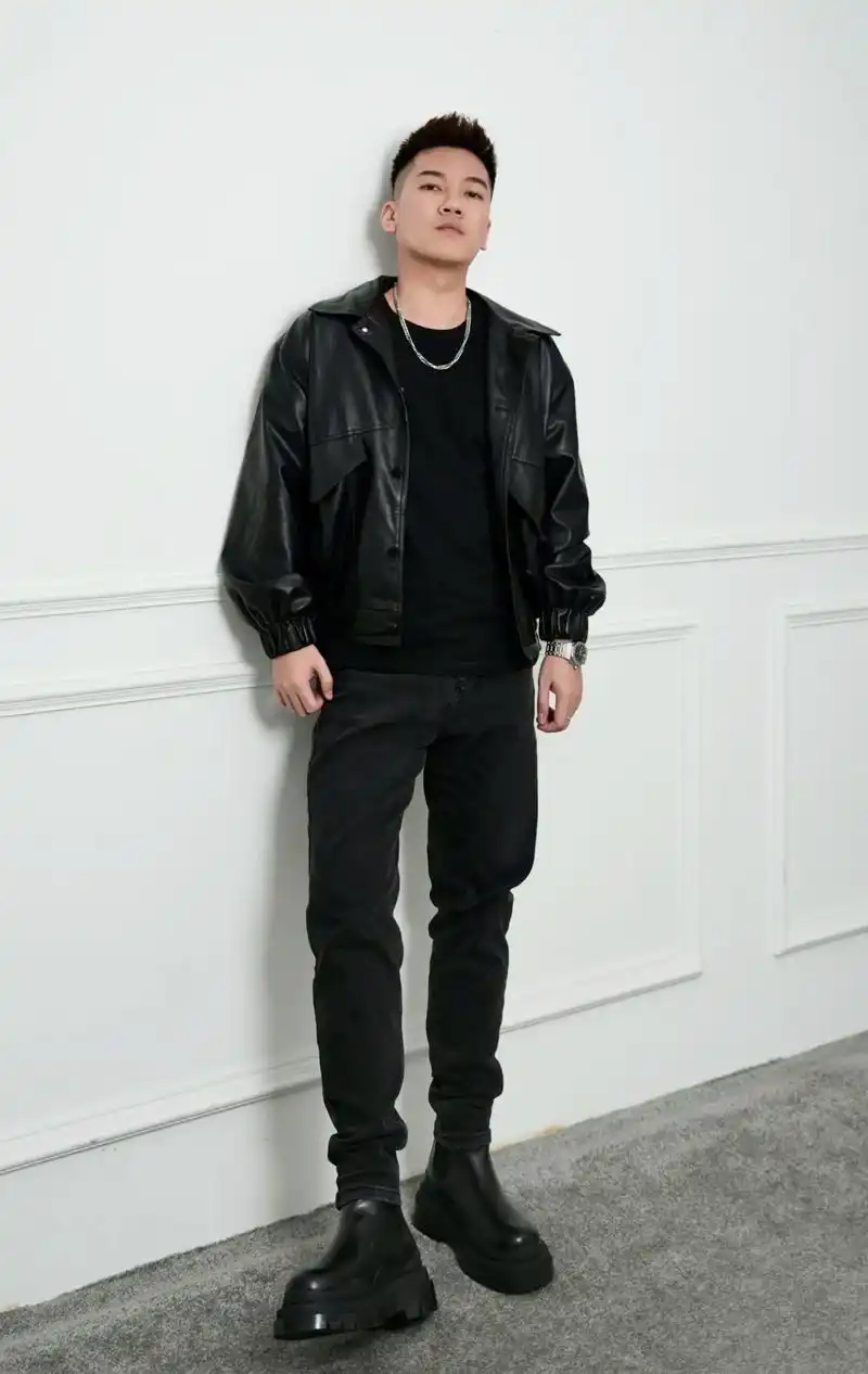 男生皮衣怎么搭配