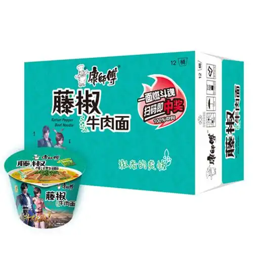 康师傅 方便面桶装 寻味中国 藤椒牛肉面 椒香的爽快 泡面12桶105g