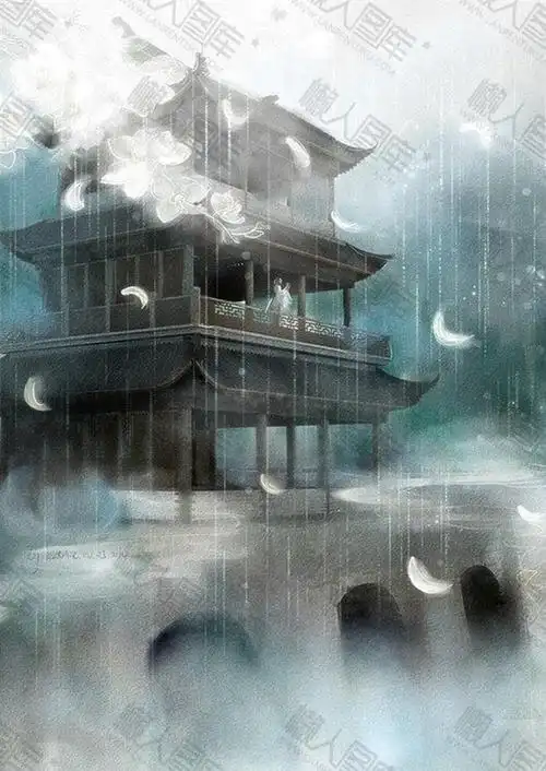 江南烟雨意境背景