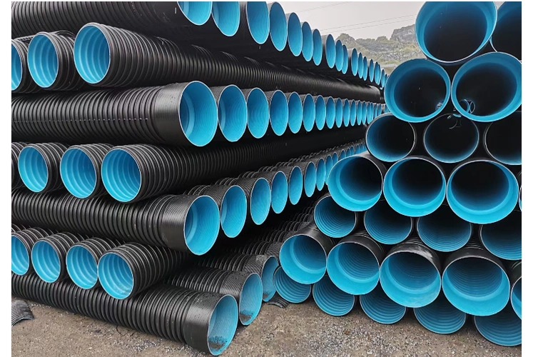 hdpe双壁波纹管钢带增强螺旋管克拉管中空壁缠绕管下水管排污管道dn