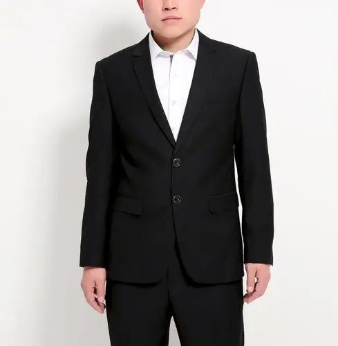 6818男士修身款黑西装两粒扣男装职业装黑色西服套装直筒西裤包邮