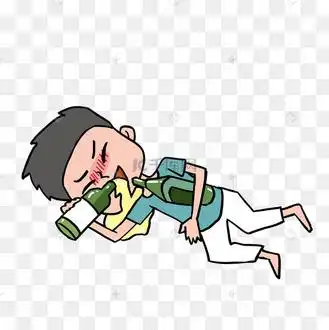 卡通插图喝醉酒的男人
