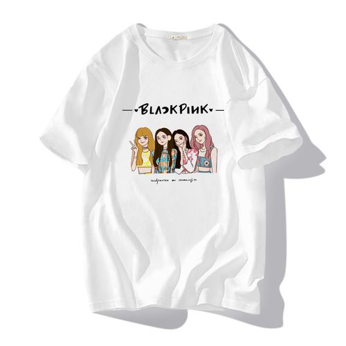 black lisa jisoo jennie ros07同款应援衣服短袖t恤周边卡通pink