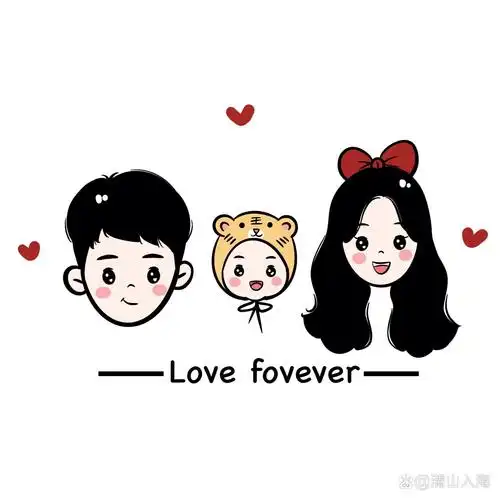 的一家三口9869996997 超可爱～萌萌哒的手绘全家福头像