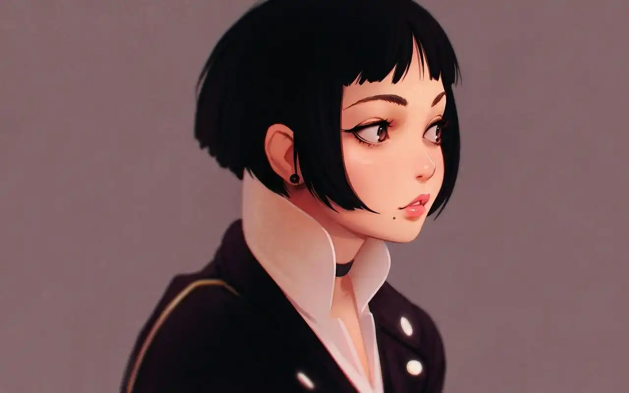 个性短发卡通女生壁纸