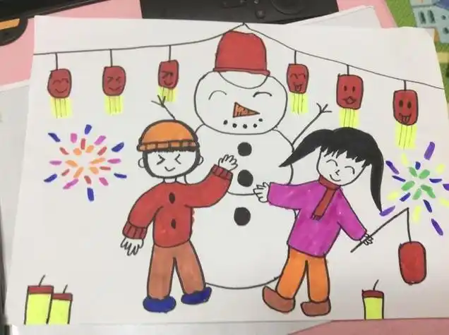 儿童春节画 小学生春节画