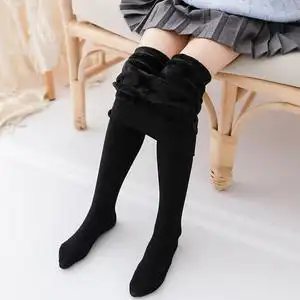 女童打底裤加绒秋冬季外穿薄绒黑色裤袜配裙子穿的加厚白色一体绒