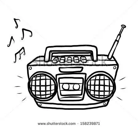 radio and tape cassette player / cartoon vector and illustration
