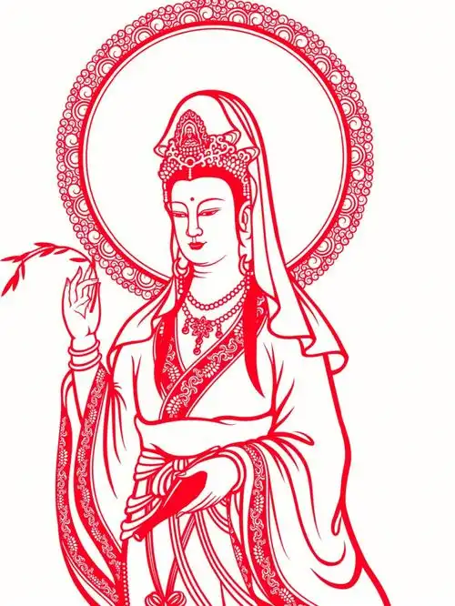 剪纸观音矢量图
