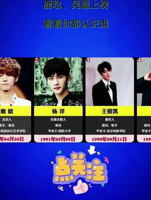 国内最帅的十大90后男明星,鹿晗,吴磊上榜,看看你都认识谁