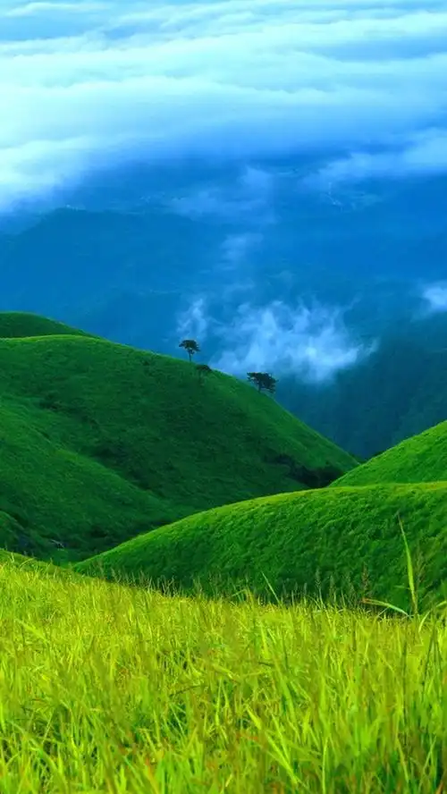 自然壁纸,风景,自然,风景,手机壁纸蓝天白云绿色高山