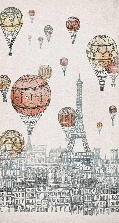 热气球,插画,壁纸