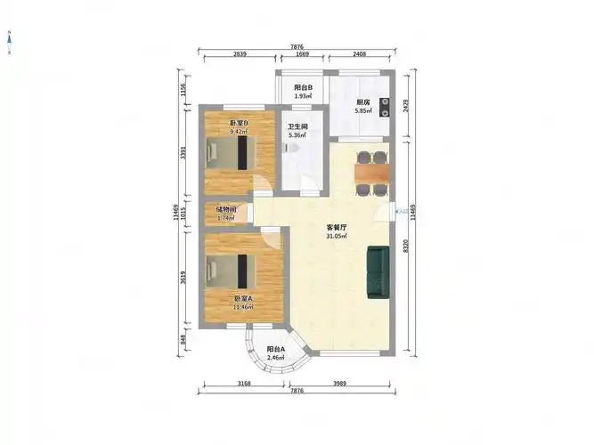 奥林园南北通厅全明户型精装2室诚售看房方便
