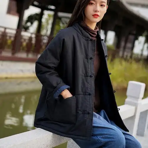 冬季加棉加厚保暖太极服女上衣中式盘扣练功太极服