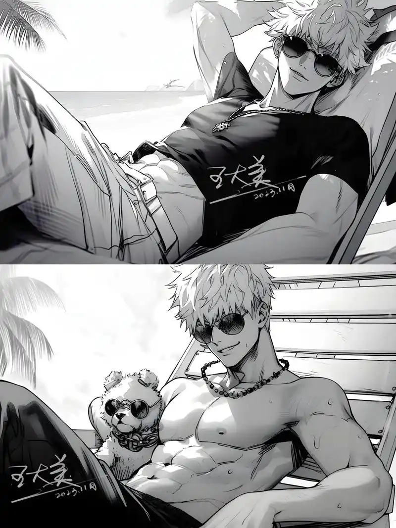 第19集 黑白腹肌照_五条悟.#咒术回战 #五条悟 #白毛 - 抖音