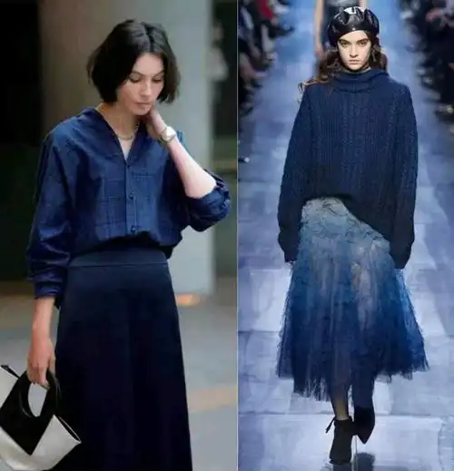 我承认,"藏蓝色"真的绝,5个穿搭"配色"思路,太显气质了!