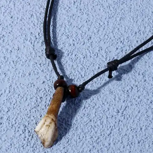 w399丽萌饰品源头厂家民族风可调节野猪牙吊坠项链复古牙齿衣饰