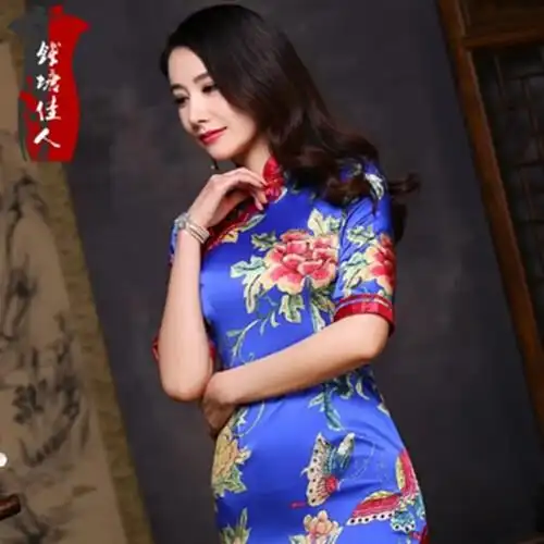 钱塘佳人2016春装新品重磅真丝桑蚕丝长款华贵宴会旗袍中式礼服