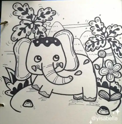 黑白线描画儿童画临摹