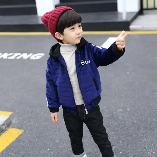 男童夹棉加厚棉衣秋冬装男宝宝1二2三4四5五六岁小学生男孩衣服潮