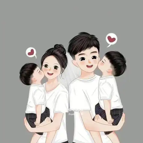 一家六口三个闺女一个儿子头像