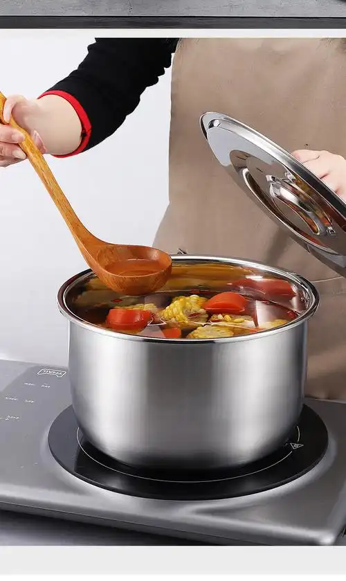 加厚不锈钢圆桶小汤锅带盖304食品级电磁炉燃气通用家用煲煮粥面特厚