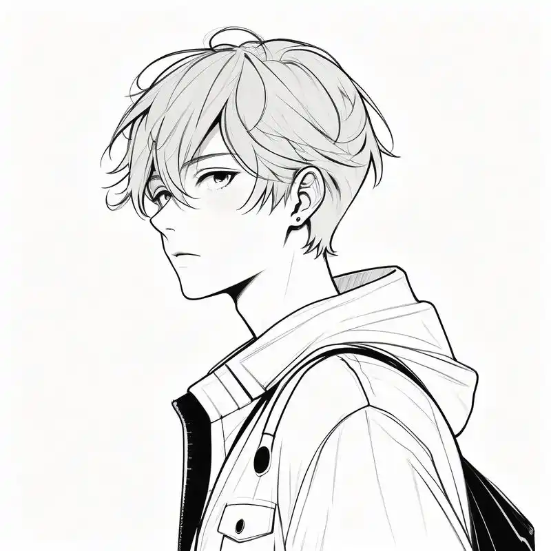 94黑白魅力,二次元男生头像95 探索黑白素描的魅力,为你带来这组