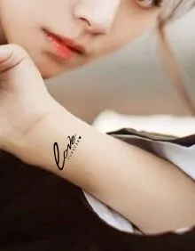 个性黑色英文防水纹身贴 手腕锁骨情侣款防水纹身贴纸 英文爱到永远