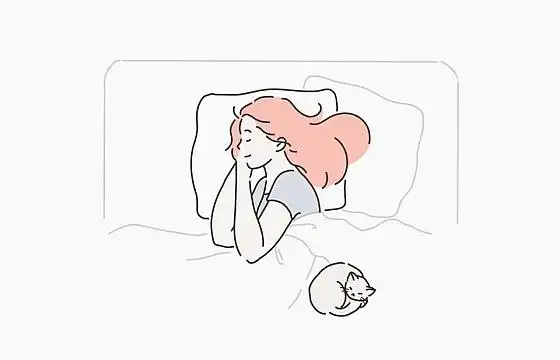 手绘彩色上色线条漫画风格睡觉的女孩图片免抠素材