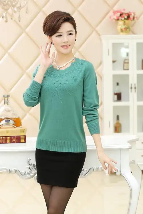 2015新款秋冬装中老年女装针织衫长袖打底衫中年大码套头妈妈装