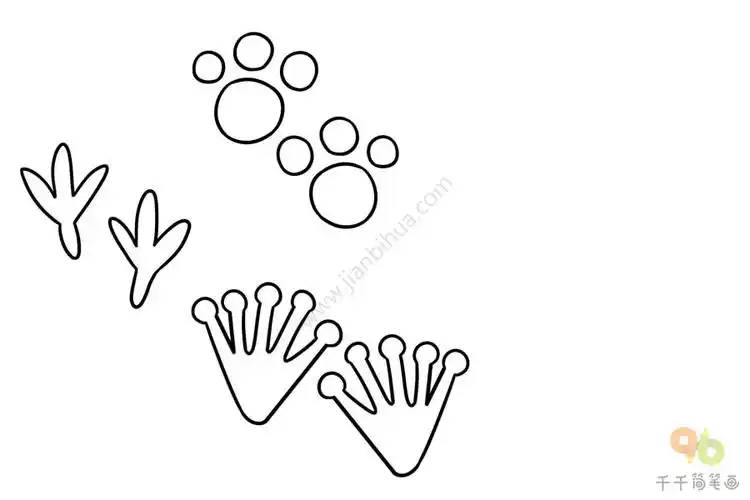 动物脚印简笔画