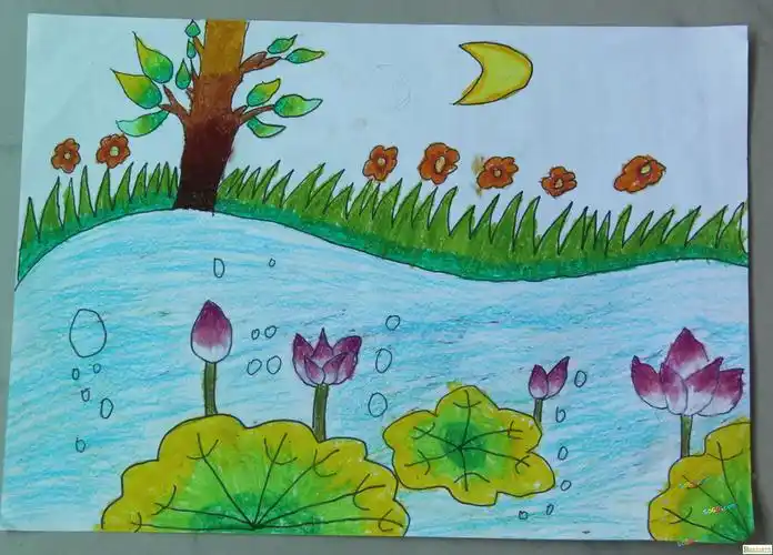 小学生铅笔画作品-安静的夜晚