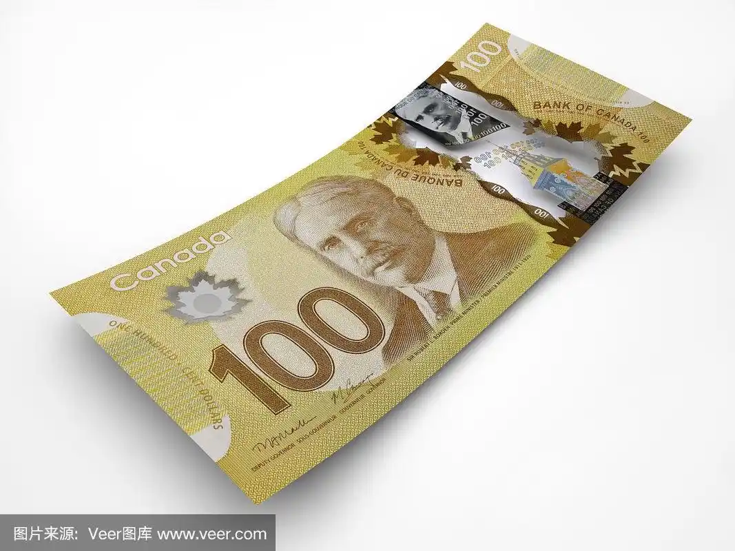 新发行的一百加元钞票.