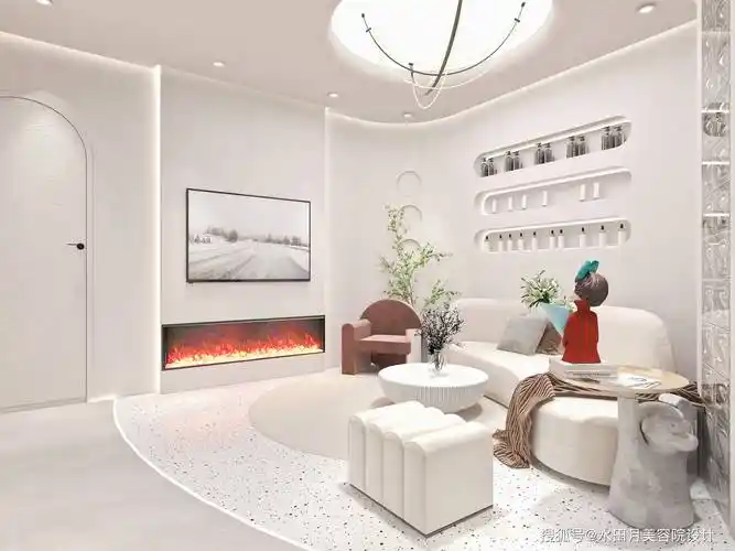 美容院工作室设计 皮肤管理 装修 轻奢风美容院效果图 原宿风美甲店