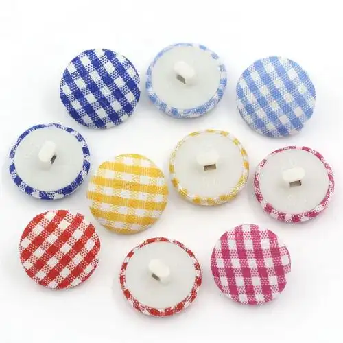 厂家直销混合格子布带点布圆形亚克力单孔纽扣16.5mm外贸热销 26l