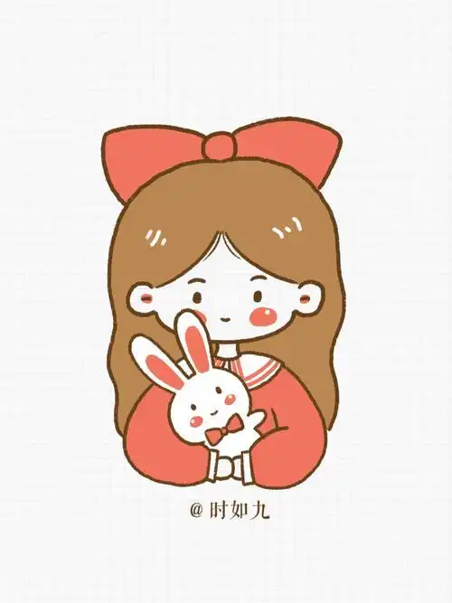 简笔画头像教程抱着兔子的女孩手帐素材简笔画手帐玩偶pro