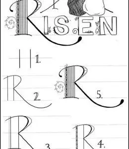 英文大写字母r花体字儿童简笔画大全