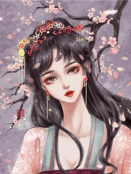 唯美古风插画古色古香眉目如画的古典美女头饰才是亮点