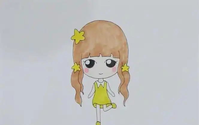 超萌q版女孩简笔画马尾