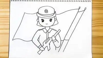 军人背面敬礼简笔画 - 西瓜视频